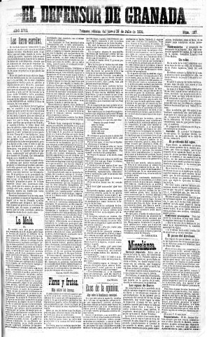 'El Defensor de Granada  : diario político independiente' - Año XVII Número 9196 1ª ed. - 1896 Julio 16