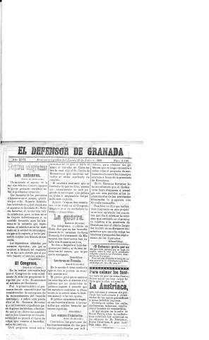'El Defensor de Granada  : diario político independiente' - Año XVII Número 9197  - 1896 Julio 16