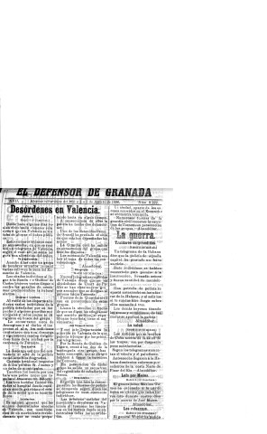 'El Defensor de Granada  : diario político independiente' - Año XVII Número 9222  - 1896 Agosto 05