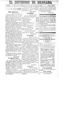 'El Defensor de Granada  : diario político independiente' - Año XVII Número 9241  - 1896 Agosto 21