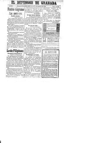 'El Defensor de Granada  : diario político independiente' - Año XVII Número 9255  - 1896 Agosto 31