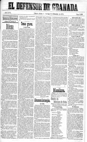 'El Defensor de Granada  : diario político independiente' - Año XVII Número 9266 1ª ed. - 1896 Septiembre 06