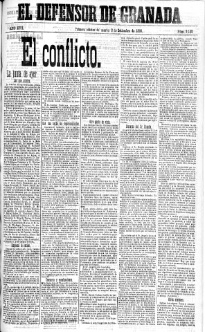 'El Defensor de Granada  : diario político independiente' - Año XVII Número 9268 1ª ed. - 1896 Septiembre 08
