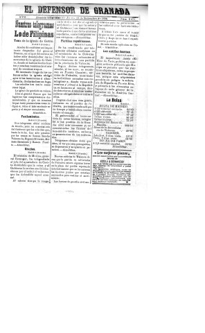 'El Defensor de Granada  : diario político independiente' - Año XVII Número 9271  - 1896 Septiembre 10