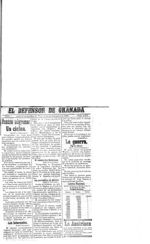 'El Defensor de Granada  : diario político independiente' - Año XVII Número 9273  - 1896 Septiembre 11