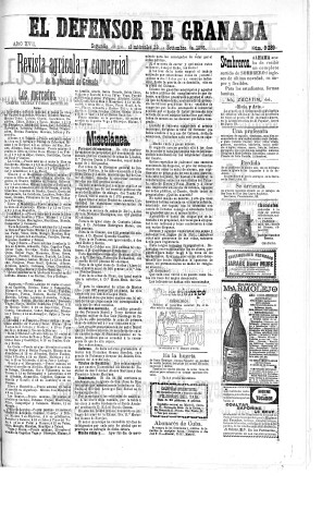 'El Defensor de Granada  : diario político independiente' - Año XVII Número 9289 2ª ed. - 1896 Septiembre 23