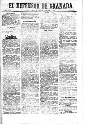 'El Defensor de Granada  : diario político independiente' - Año XVII Número 9294 1ª ed. - 1896 Septiembre 26