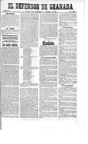 'El Defensor de Granada  : diario político independiente' - Año XVII Número 9296 1ª ed. - 1896 Septiembre 27