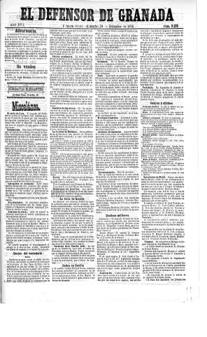 'El Defensor de Granada  : diario político independiente' - Año XVII Número 9298 1ª ed. - 1896 Septiembre 29