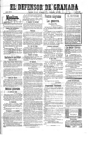 'El Defensor de Granada  : diario político independiente' - Año XVII Número 9298 2ª ed. - 1896 Septiembre 29