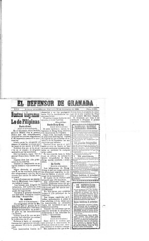 'El Defensor de Granada  : diario político independiente' - Año XVII Número 9301  - 1896 Septiembre 30