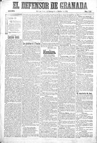 'El Defensor de Granada  : diario político independiente' - Año XVII Número 9305 1ª ed. - 1896 Octubre 04