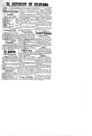 'El Defensor de Granada  : diario político independiente' - Año XVII Número 9327  - 1896 Octubre 23
