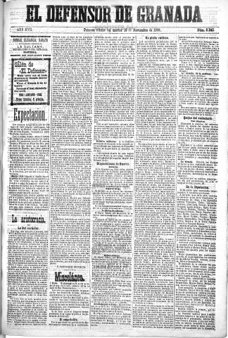'El Defensor de Granada  : diario político independiente' - Año XVII Número 9345 1ª ed. - 1896 Noviembre 10