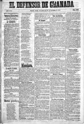 'El Defensor de Granada  : diario político independiente' - Año XVII Número 9361 1ª ed. - 1896 Noviembre 25