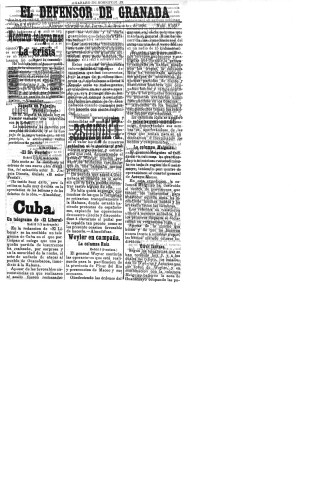 'El Defensor de Granada  : diario político independiente' - Año XVII Número 9371  - 1896 Diciembre 03