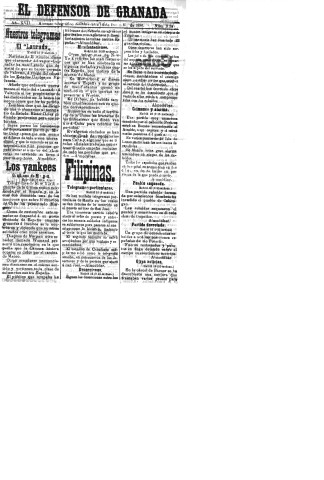 'El Defensor de Granada  : diario político independiente' - Año XVII Número 9388  - 1896 Diciembre 16