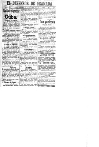 'El Defensor de Granada  : diario político independiente' - Año XVII Número 9390  - 1896 Diciembre 18