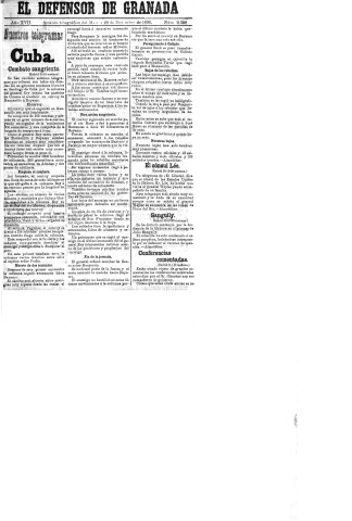 'El Defensor de Granada  : diario político independiente' - Año XVII Número 9405  - 1896 Diciembre 29