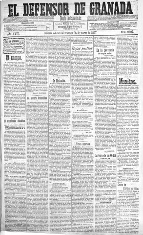 'El Defensor de Granada  : diario político independiente' - Año XVIII Número 9497 1ª ed. - 1897 Marzo 26
