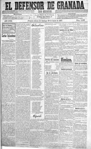 'El Defensor de Granada  : diario político independiente' - Año XVIII Número 9499 1ª ed. - 1897 Marzo 28