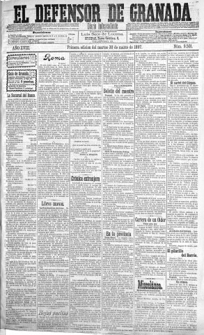 'El Defensor de Granada  : diario político independiente' - Año XVIII Número 9501 1ª ed. - 1897 Marzo 30