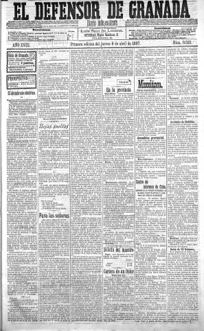 'El Defensor de Granada  : diario político independiente' - Año XVIII Número 9510 1ª ed. - 1897 Abril 08