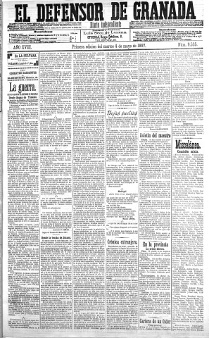 'El Defensor de Granada  : diario político independiente' - Año XVIII Número 9535 1ª ed. - 1897 Mayo 04