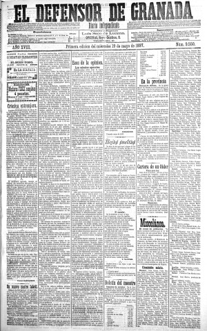 'El Defensor de Granada  : diario político independiente' - Año XVIII Número 9550 1ª ed. - 1897 Mayo 19