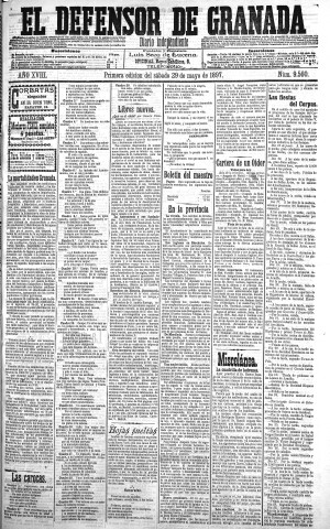 'El Defensor de Granada  : diario político independiente' - Año XVIII Número 9560 1ª ed. - 1897 Mayo 29