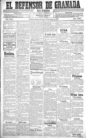 'El Defensor de Granada  : diario político independiente' - Año XVIII Número 5962 1ª ed. - 1897 Mayo 31