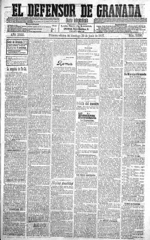 'El Defensor de Granada  : diario político independiente' - Año XVIII Número 9680 1ª ed. - 1897 Junio 20