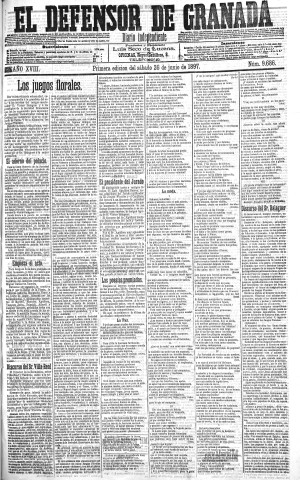 'El Defensor de Granada  : diario político independiente' - Año XVIII Número 9686 1ª ed. - 1897 Junio 26