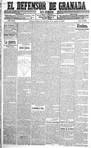 'El Defensor de Granada  : diario político independiente' - Año XVIII Número 9739 1ª ed. - 1897 Agosto 18