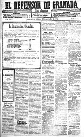 'El Defensor de Granada  : diario político independiente' - Año XVIII Número 9772 1ª ed. - 1897 Septiembre 20