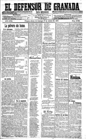 'El Defensor de Granada  : diario político independiente' - Año XVIII Número 9799 1ª ed. - 1897 Octubre 17