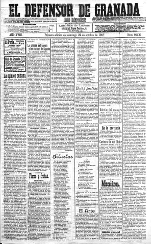 'El Defensor de Granada  : diario político independiente' - Año XVIII Número 9806 1ª ed. - 1897 Octubre 24