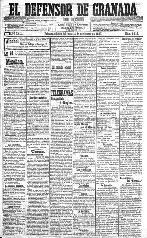 'El Defensor de Granada  : diario político independiente' - Año XVIII Número 9814 1ª ed. - 1897 Noviembre 01