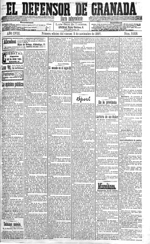 'El Defensor de Granada  : diario político independiente' - Año XVIII Número 9818 1ª ed. - 1897 Noviembre 05