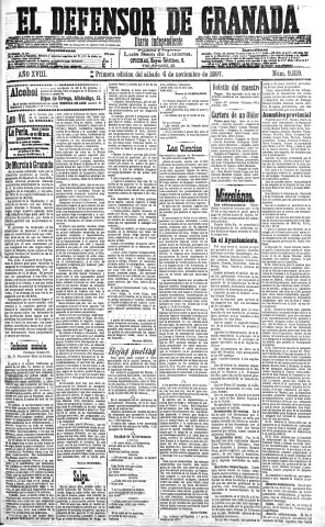 'El Defensor de Granada  : diario político independiente' - Año XVIII Número 9819 1ª ed. - 1897 Noviembre 06