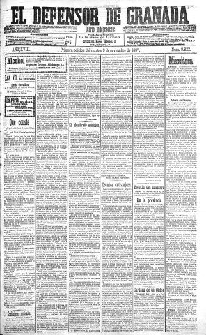 'El Defensor de Granada  : diario político independiente' - Año XVIII Número 9822 1ª ed. - 1897 Noviembre 09