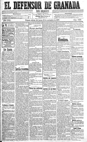 'El Defensor de Granada  : diario político independiente' - Año XVIII Número 9831 1ª ed. - 1897 Noviembre 18