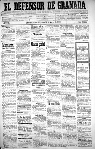 'El Defensor de Granada  : diario político independiente' - Año XIX Número 10058 1ª ed. - 1898 Marzo 28