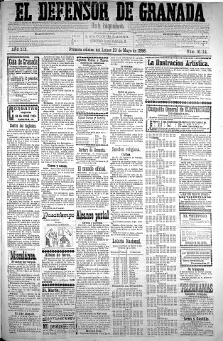 'El Defensor de Granada  : diario político independiente' - Año XIX Número 10114 1ª ed. - 1898 Mayo 23