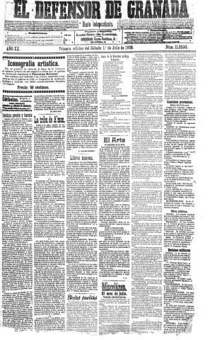 'El Defensor de Granada  : diario político independiente' - Año XX Número 11534 1ª ed. - 1899 Julio 01