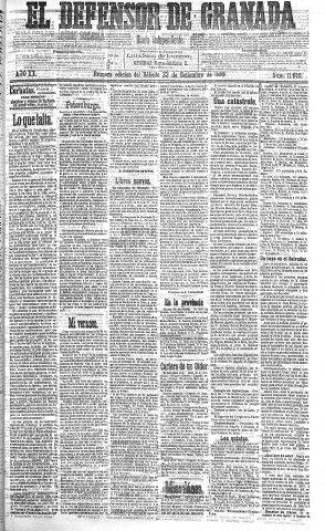 'El Defensor de Granada  : diario político independiente' - Año XX Número 11610 1ª ed. - 1899 Septiembre 23