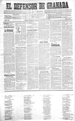 'El Defensor de Granada  : diario político independiente' - Año XX Número 11703 1ª ed. - 1899 Diciembre 21