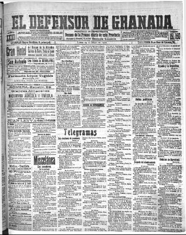 'El Defensor de Granada  : diario político independiente' - Año XXXI Número 15147  - 1910 Mayo 23