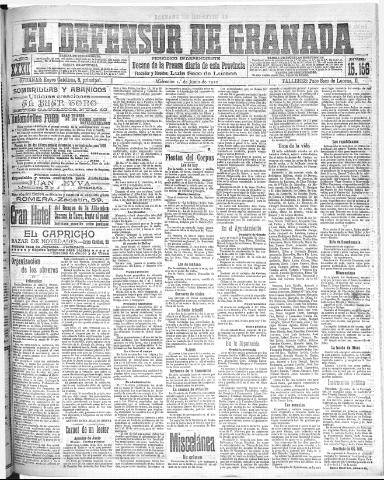 'El Defensor de Granada  : diario político independiente' - Año XXXI Número 15156  - 1910 Junio 01
