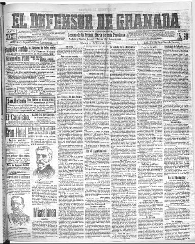 'El Defensor de Granada  : diario político independiente' - Año XXXI Número 15169  - 1910 Junio 14
